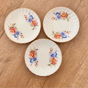 3 Royal Doulton Morning Glory & Daisy Flowers Small Bone China Plates 4.25” RARE